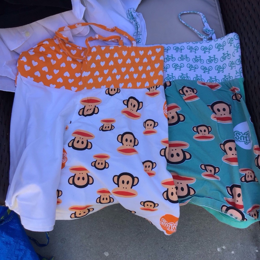 Paul Frank Julius Lot of 2 Youth Girls Spaghetti Strap Dresses S & M Y2K Rare